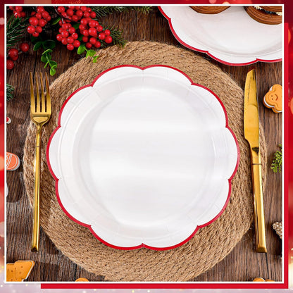 NatNarr 30 Pcs Sage Green Paper Plates, 7 Inch Scalloped Paper Plates Small Dessert Cake Plate Cute Party Plate Disposable Sage Greens Party Supplies for Wedding, Baby Bridal Shower, Birthday