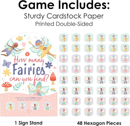 Big Dot of Happiness Let’s Be Fairies - Fairy Garden Birthday Party Scavenger Hunt - 1 Stand and 48 Game Pieces - Hide and Find Game