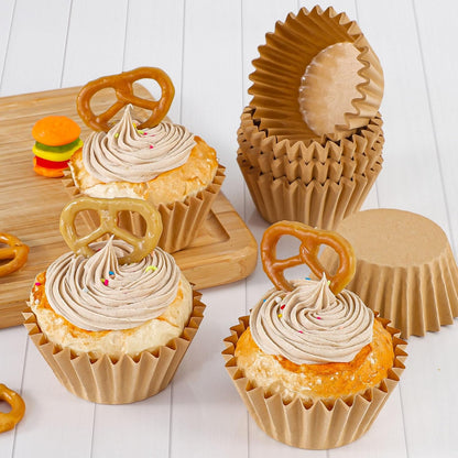 Caperci Heavy Duty Standard White Cupcake Liners 150 Counts - Grease-Resistant Paper Muffin Baking Cups, Odorless, No Muffin Pan Needed, Easily Peels (White)
