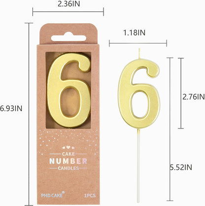 PHD CAKE 2.76 Inch Modern Gold 2 Number Birthday Candles, Gold Number Candles, Cake Number Candles, Party Celebration