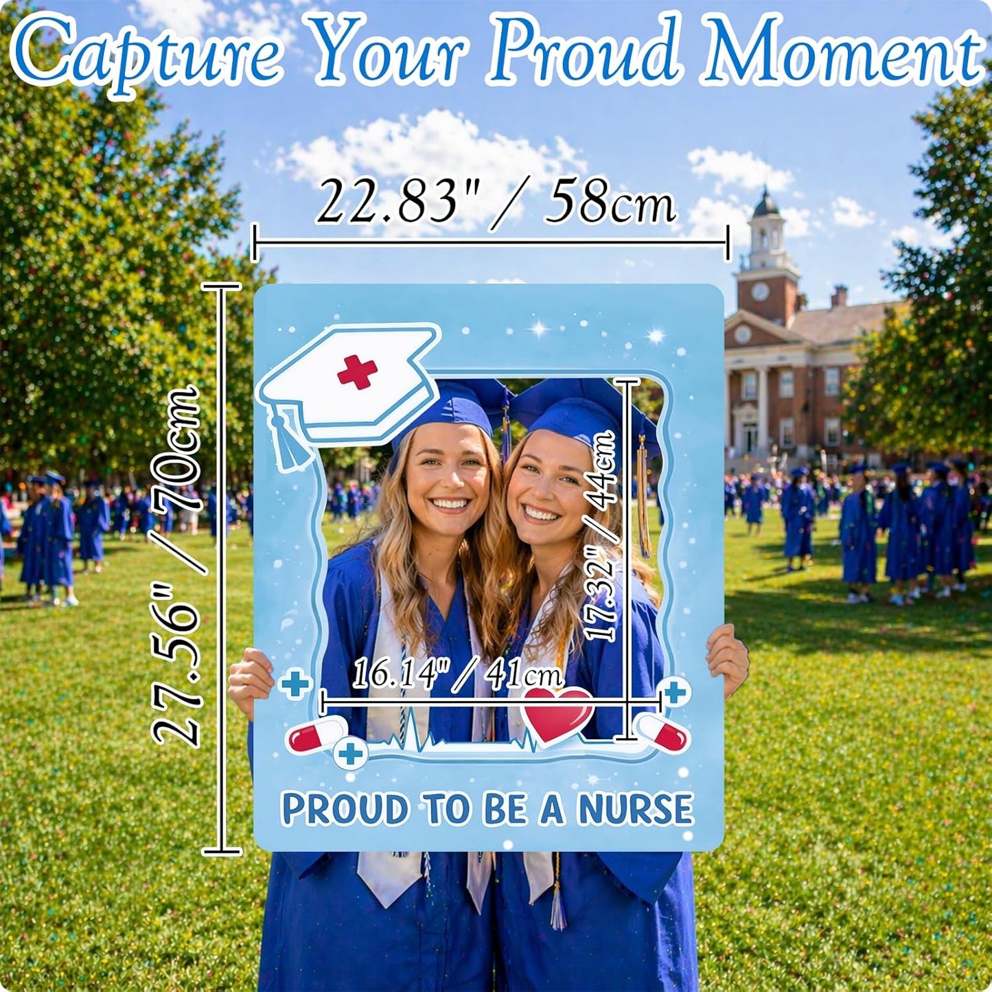 Nurse Photo Booth Props Graduation Decorations, Proud to Be A Nurse Large Selfie Photo Frame Cutout Nurses Week Lawn Decor Grad Party Supplies Blue