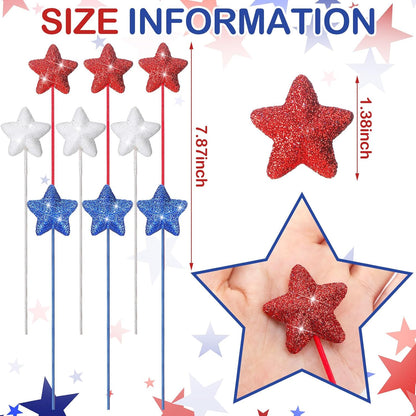 Suzile 60 Pcs Golden Star Floral Pick 8'' Star Centerpiece Table Decor Gold Glitter Craft Stick Sparkly Foam Stem for Floral Arrangement Wreath Wedding Bridal Baby Shower Birthday Stars Arrangement