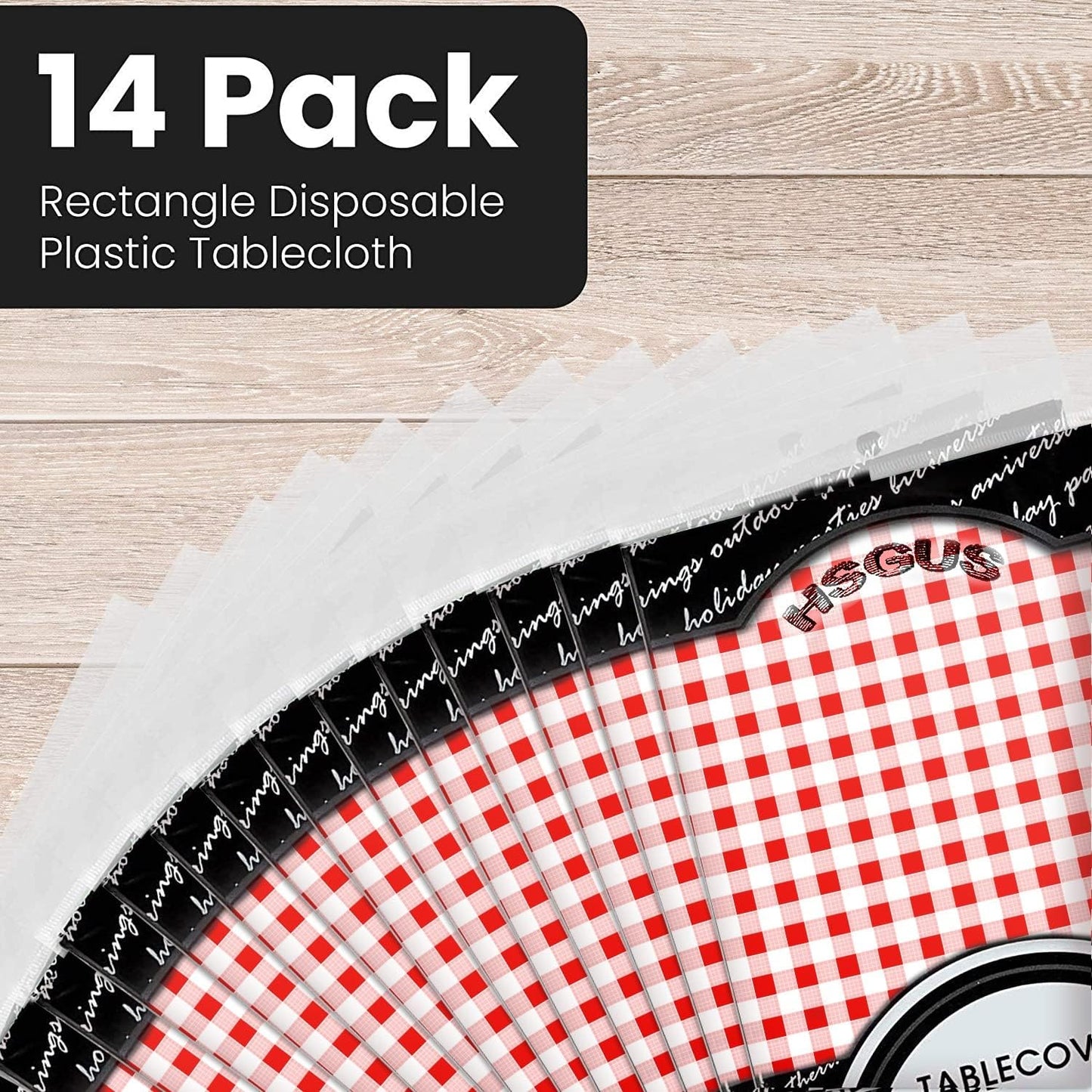 14 Pack Black 54 x 108 in. Rectangle Disposable Plastic Tablecloths - Smooth Decorative Covers for Parties, Weddings