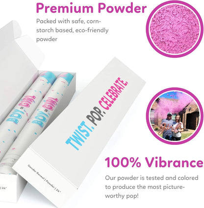Gender Reveal Powder Smoke Bombs Cannon Poppers | 3 Pink & 3 Blue Poppers | Biodegradable | Alternative to Gender Reveal Smoke Bombs Extinguisher | Gender Reveal Party Decorations | TUR Party Supplies