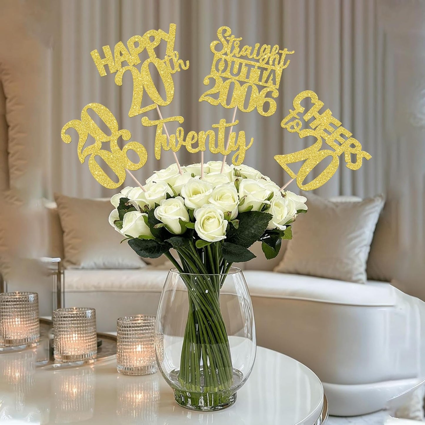 15 PCS 50th Birthday Centerpiece Sticks Fifty Happy 50th Straight Outta 1976 Table Flower Centerpieces Sticks Cheers to 50 Floral Decorations for 50th Birthday Party Centerpieces Supplies Black