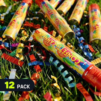 Confetti Cannon Gold Party Poppers 12 Pack Party Cannon Confetti Shooters for Celebrations Wedding Birthday Graduation Golden Foil 12 inch Confetti Poppers for Christmas New Year Eve Parties Supply