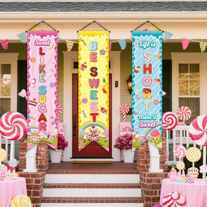 Chiisong 3 Pcs Neon Banner Party Decorations Let's Glow Banner Glow in the Dark Porch Sign Welcome Birthday Porch Sign for Neon Birthday Party Supplies Club Halloween Classroom Decorations