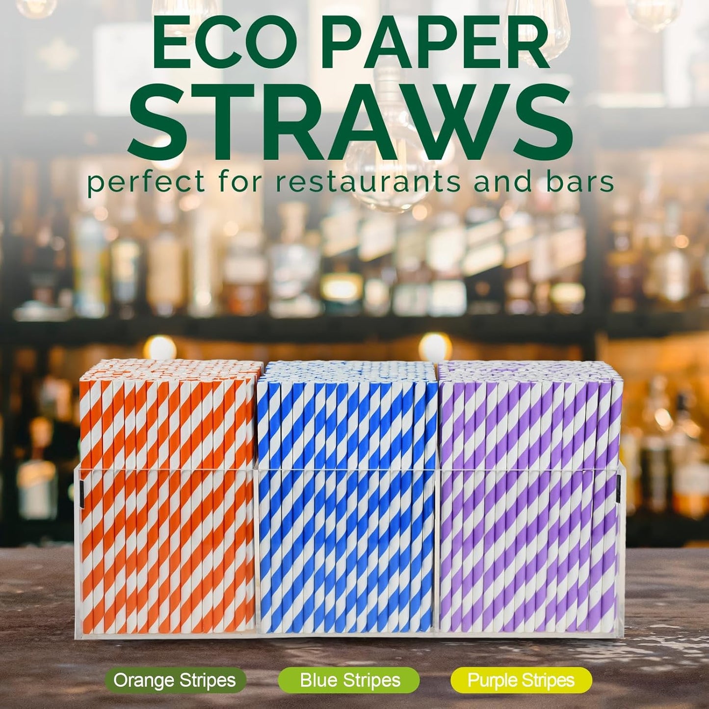 5.75 inch Orange Paper Cocktail Straws, Short Disposable Drinking Straws 500 Counts, Unwrapped - Compostable