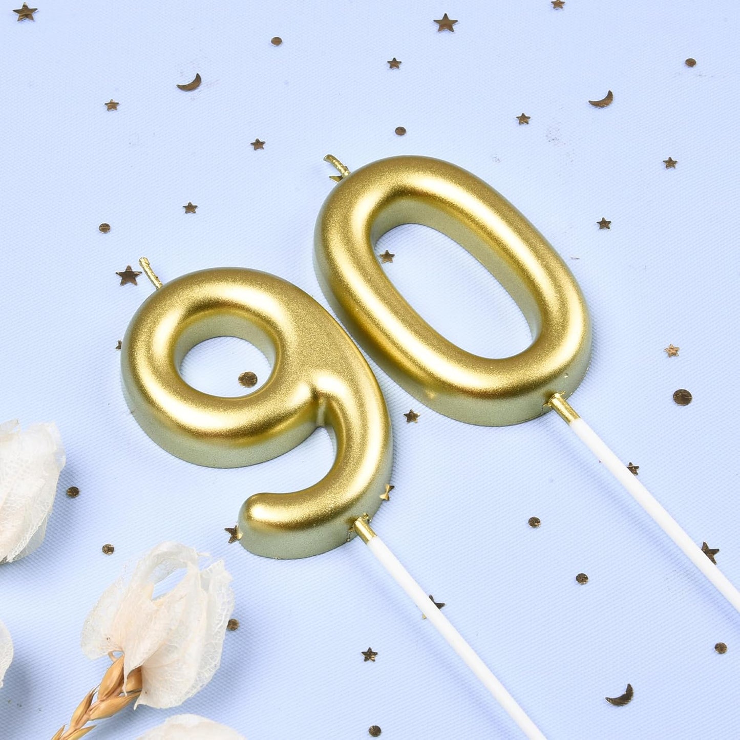 2.76 Inch Classical Gold 5 Number Birthday Candles, Gold Number Candles, Cake Number Candles, Party Celebration