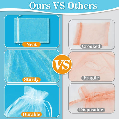 Sukh 100pcs Organza Bags 5''x7'' - White Sheer Mesh Drawstring Bags for Jewelry, Soap, Fruits, Candy, Small Gift Bags for Weddings, Valentine's Day, Mother's Day, Halloween, Thanksgiving, Christmas