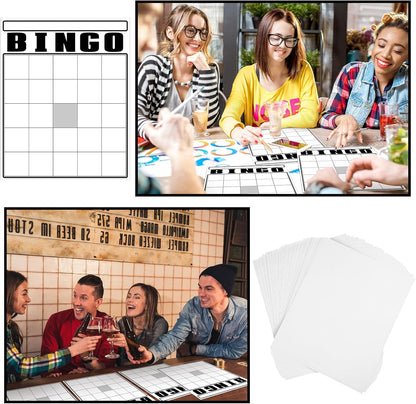 WinnerWhy 36 Pcs Blank Bingo Cards White Jumbo Bingo Game Board Make Your Own Cards Bulk Blank Large Sheet Squares Funny Game Board for Adult Party Square Fill in Gift