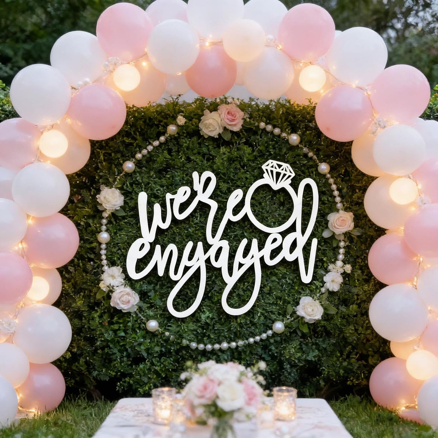 We're Engaged Sign,Wooden Wedding Decor for Backdrop with Diamond Accent,Just Engaged Sign, Engagement Welcome Sign, We’re Engaged Welcome Sign, Engaged Signs, Bridal Shower Decorations Photo Booth Props