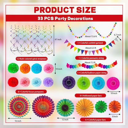 LRCXL 12PCS Party Hanging Paper Fans Set, Fiesta Round Pattern Paper Garlands Decoration Party Supplies for New Year Baby Shower Birthday Wedding Graduation Events Accessories(Yellow)