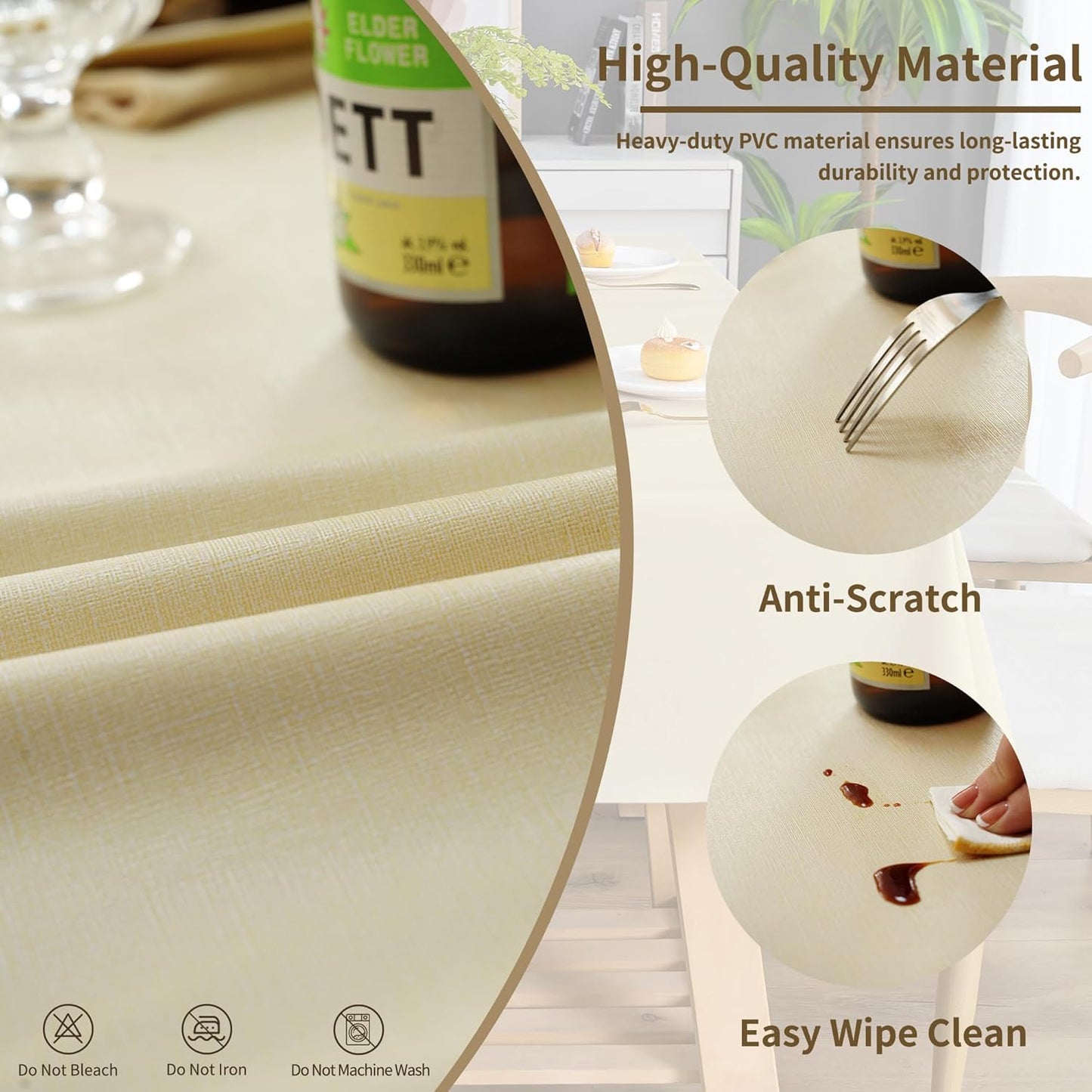 Rectangle Table Cloth,100% Waterproof Tablecloth Oil Proof Spill Proof Vinyl Table Cloth, Wipe Clean Plastic Table Cover for Dining, Camping, Indoor and Outdoor 52" x 70",Leaves