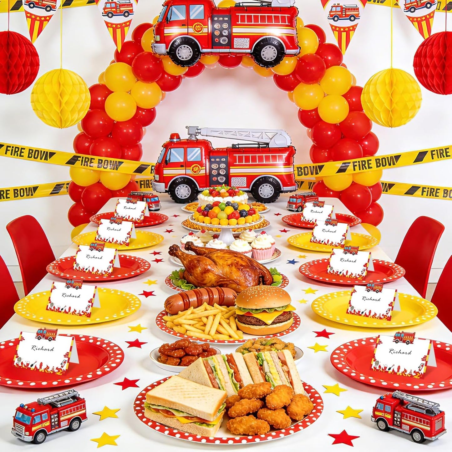 Construction Table Place Cards 50pcs Dump Truck Tent Cards Digger Excavator Food Labels Car Blank Name Card for Birthday Baby Shower Construct Theme Party Table Setting Supplies