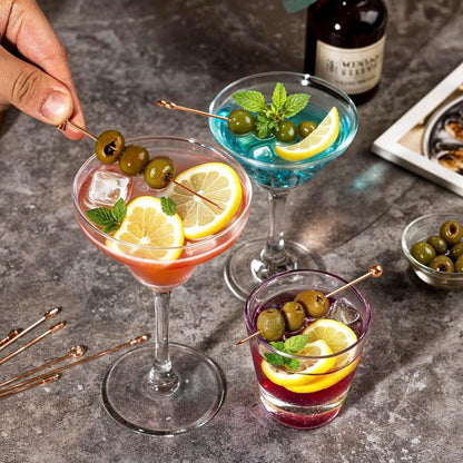 Metal Martini Cocktail Picks 9 Pcs, 4.1 in Olive Skewers Stainless Steel, Martini Garnish Sticks Reusable, Metal Toothpicks for Drinks, Appetizers, Bar Accessories Gift for Bartenders - Sliver