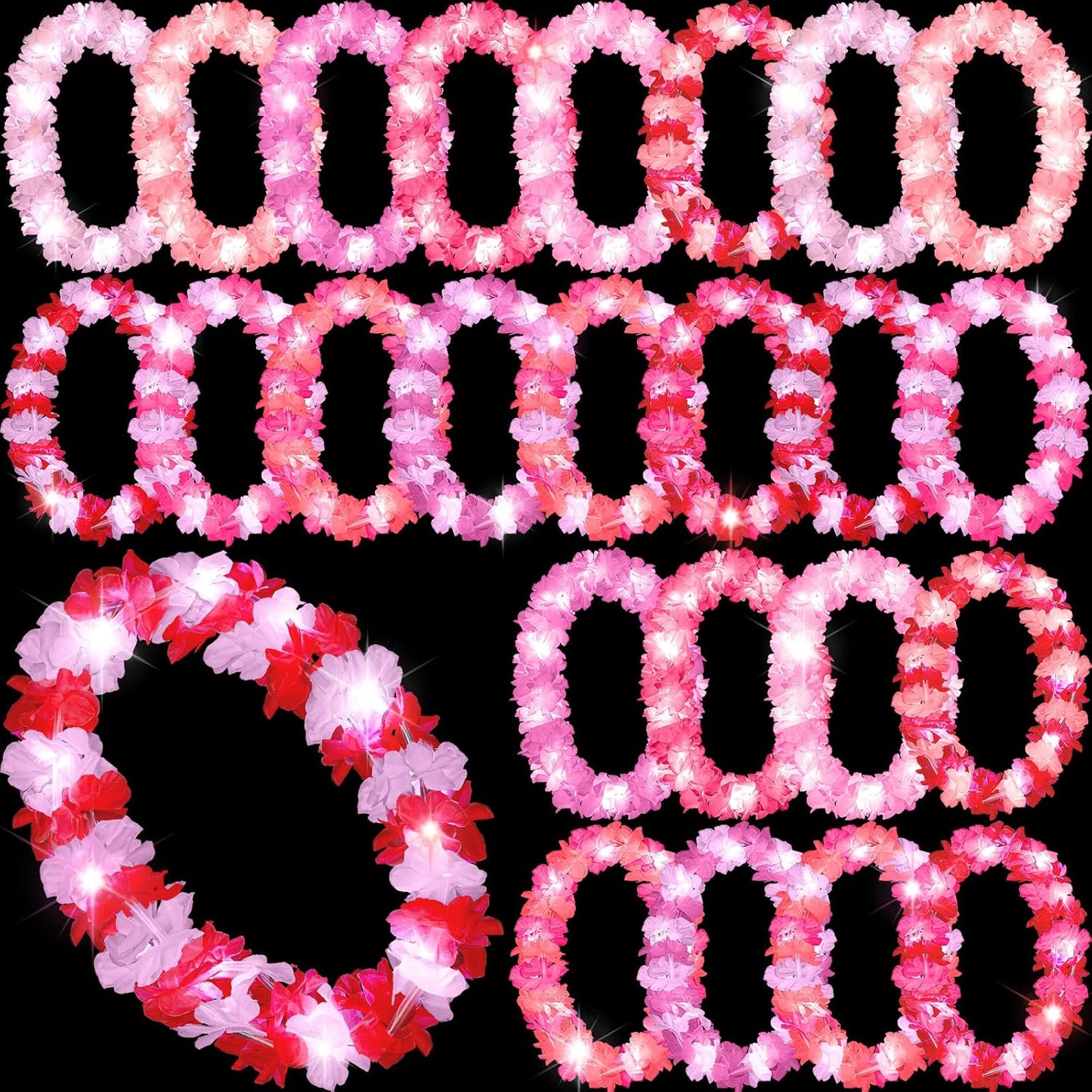 Sherr 24 Pcs LED Leis Light Up Purple and Gold Hawaiian Flower Necklaces, Graduation 2026 Party Supplies, Class of 2026 Leis for Beach Wedding Luau Glow Party Favors