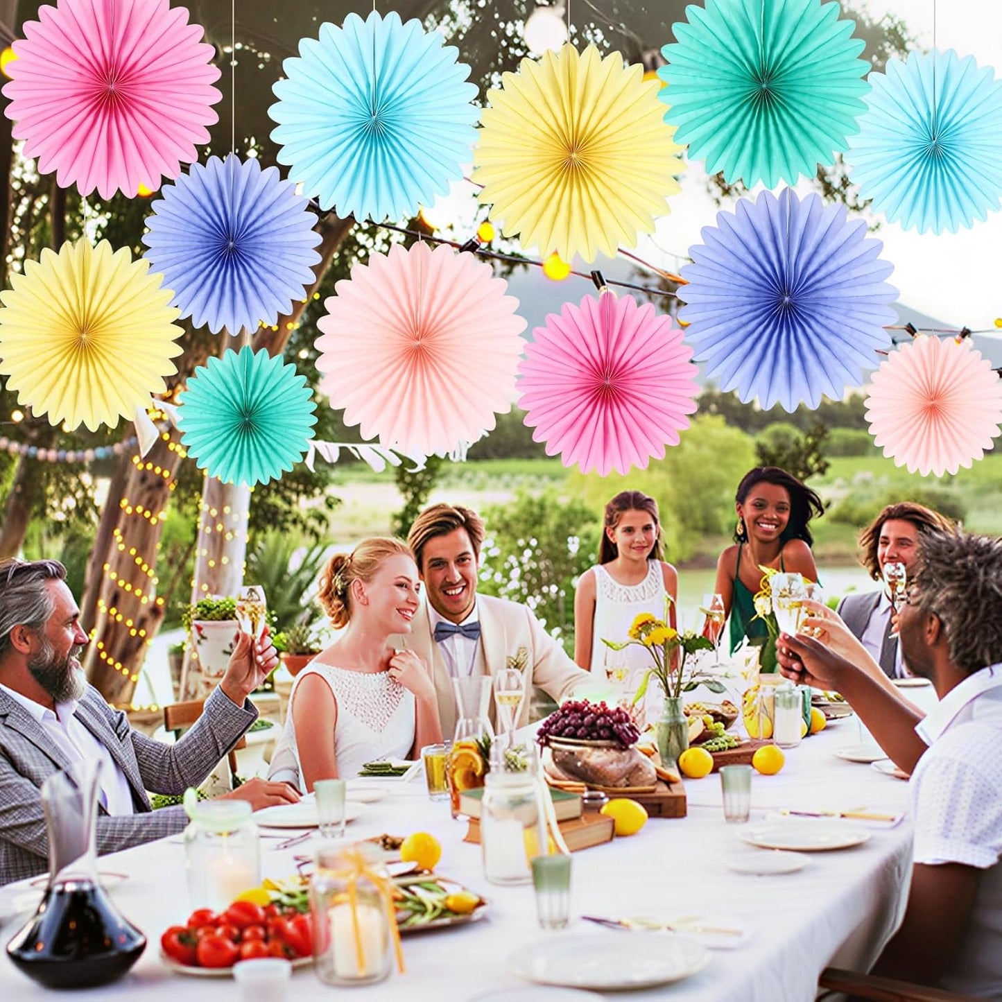 BestoFun 12PCS Paper Fans Hot Pink Party Decorations Tissue Paper Flowers Decorations Paper Fans Party Decorations for Girl Groovy Birthday Baby Shower Wedding Bachelorette Room Wall Hanging Décor
