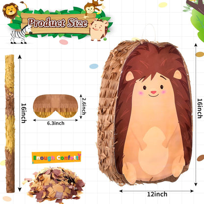 Sratte Piñata Bundle with a Blindfold and Bat (16 x 12 x 3 Inches), Cute Animal Piñata for Birthday Party Toys Decoration for Animal Theme Birthday Party Game Supplies Photo Prop(Giraffe)