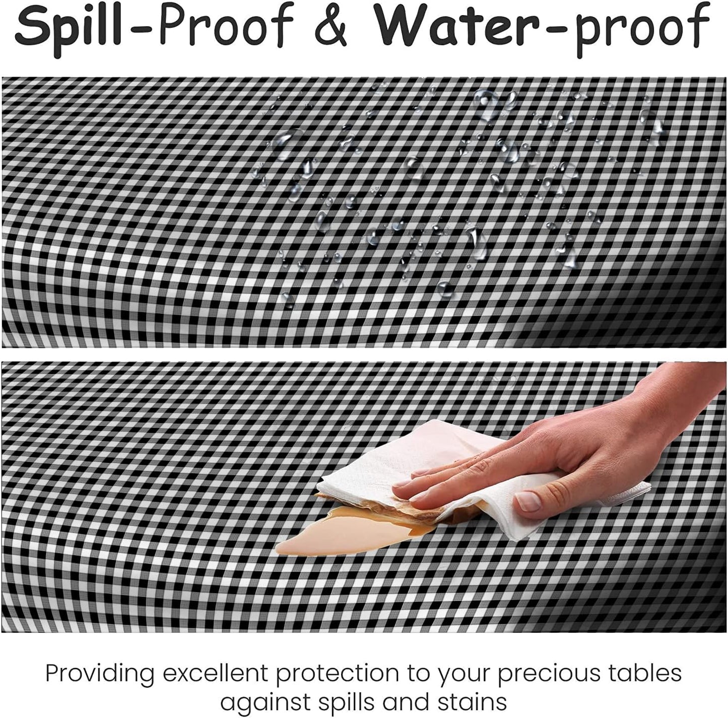 14 Pack Black 54 x 108 in. Rectangle Disposable Plastic Tablecloths - Smooth Decorative Covers for Parties, Weddings