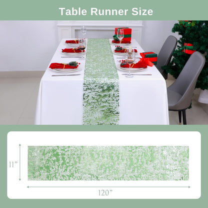 Snowkingdom 2 Pieces Gold Table Runner, Sequin Glitter Foil Metallic Thin Mesh Runner Roll 11"x108", Gold Table Decorations for Event Party, Wedding, Birthday Party, Christmas