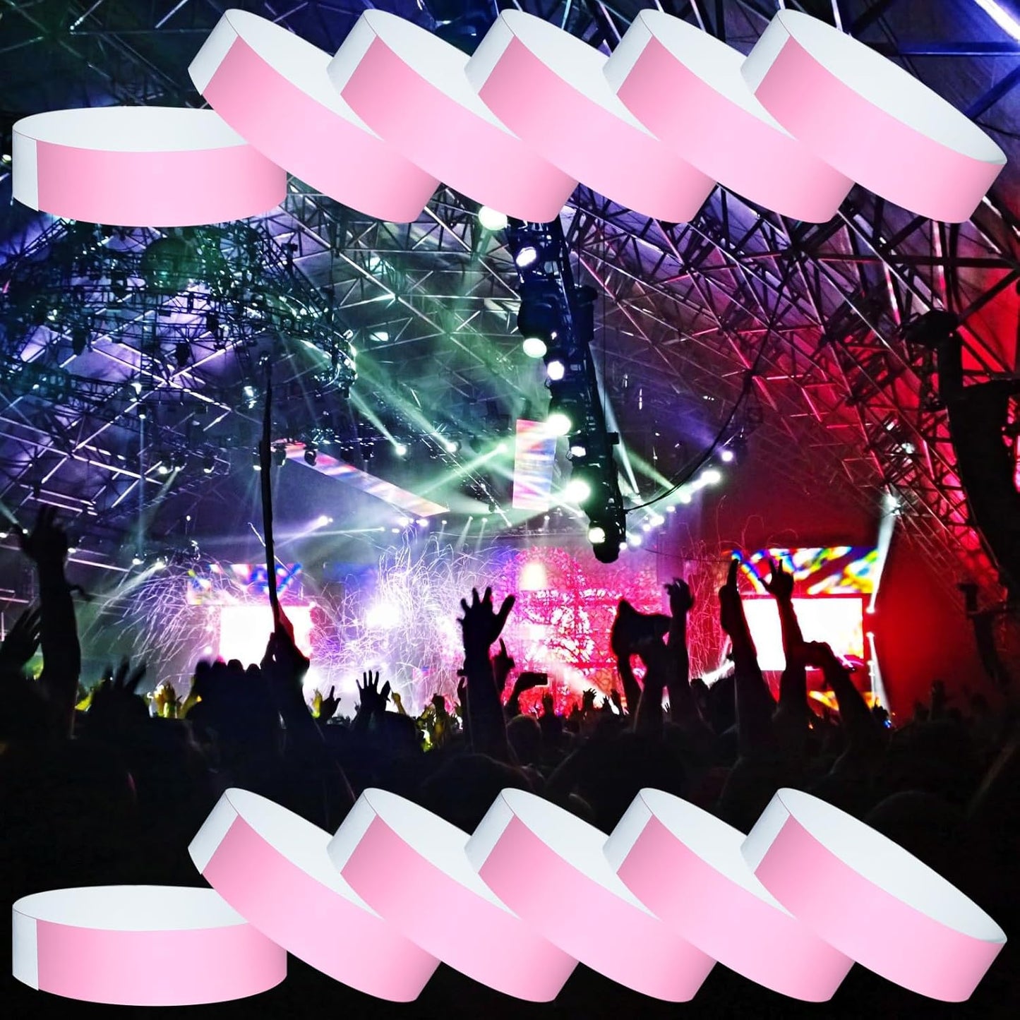 1200 Pcs Plastic Paper Wristbands for Events Neon Color Wrist Bands Concert Identification Wristbands Paper Bracelets Wristbands Party Hand Bands (Multicolor)