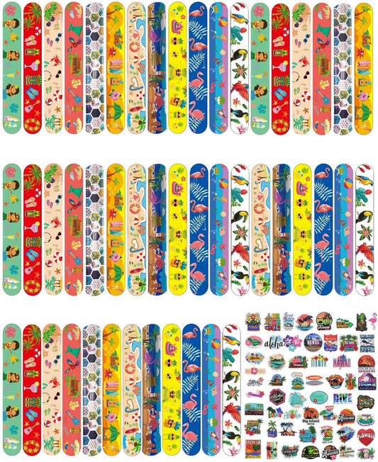 106 Pcs Bros Slap Bracelet Wristbands Snap Bracelet With 56 Pcs Bros Slap Bracelet 50 Pcs cartoon Bros Stickers for Adult