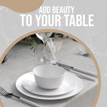 White Gold Rim Disposable Plastic Bowls - 16 Oz, 30 Count - Large, Heavy Duty - Perfect for Weddings & Parties