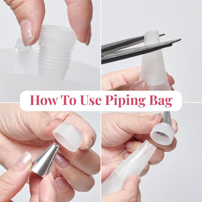 Set of 200 - Anti Burst Piping Bags 12 Inch - Prestee Tipless Icing Bags - Durable Frosting Piping Bag Tools - Pastry and Cookie Decorating Supplies