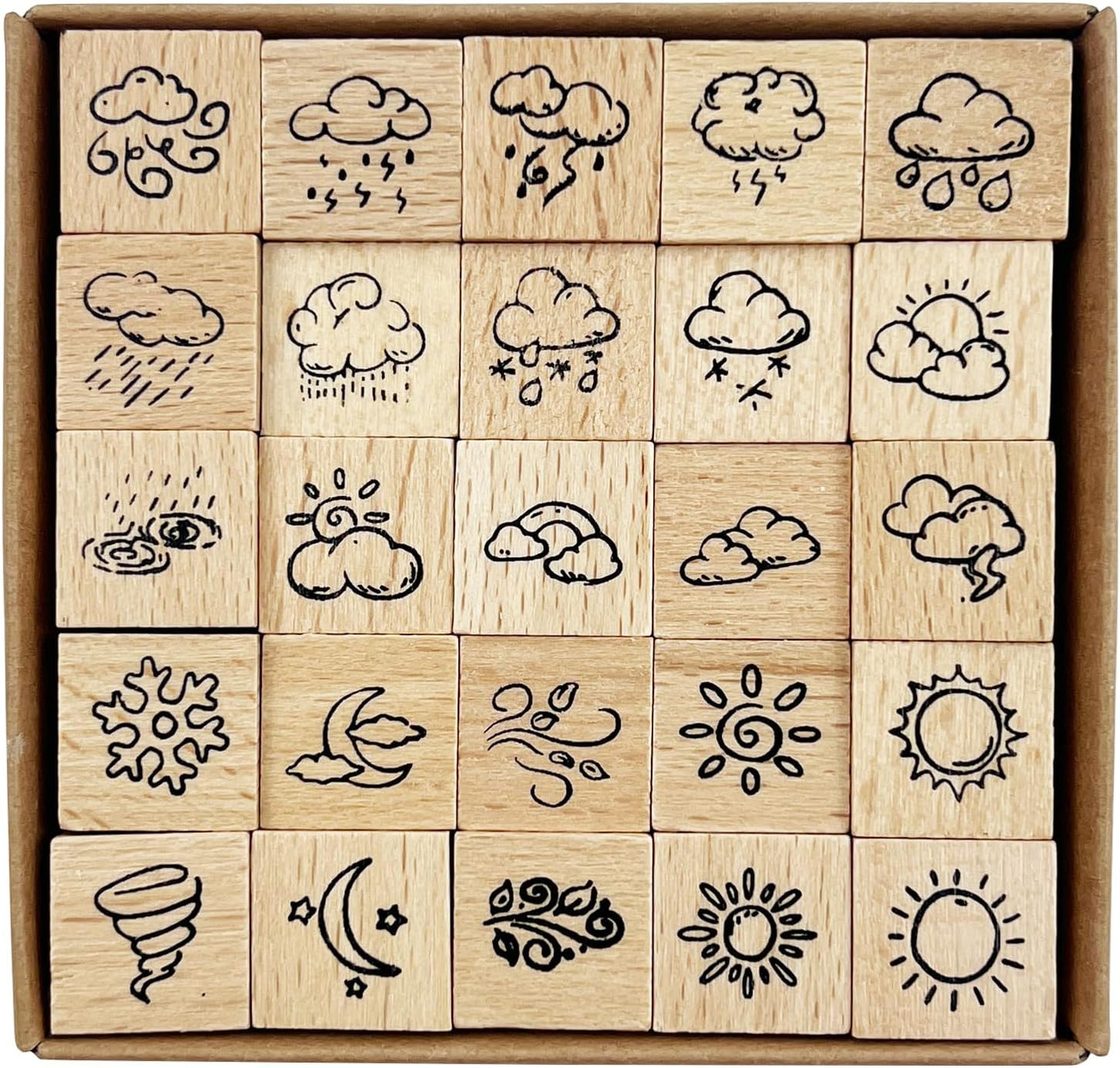 25pcs Mood Expression Wooden Rubber Stamps Kit, Cute Small Emoticon Theme Stamps for Decorative Diary Planner DIY Craft Scrapbook Card Making Letters Journal