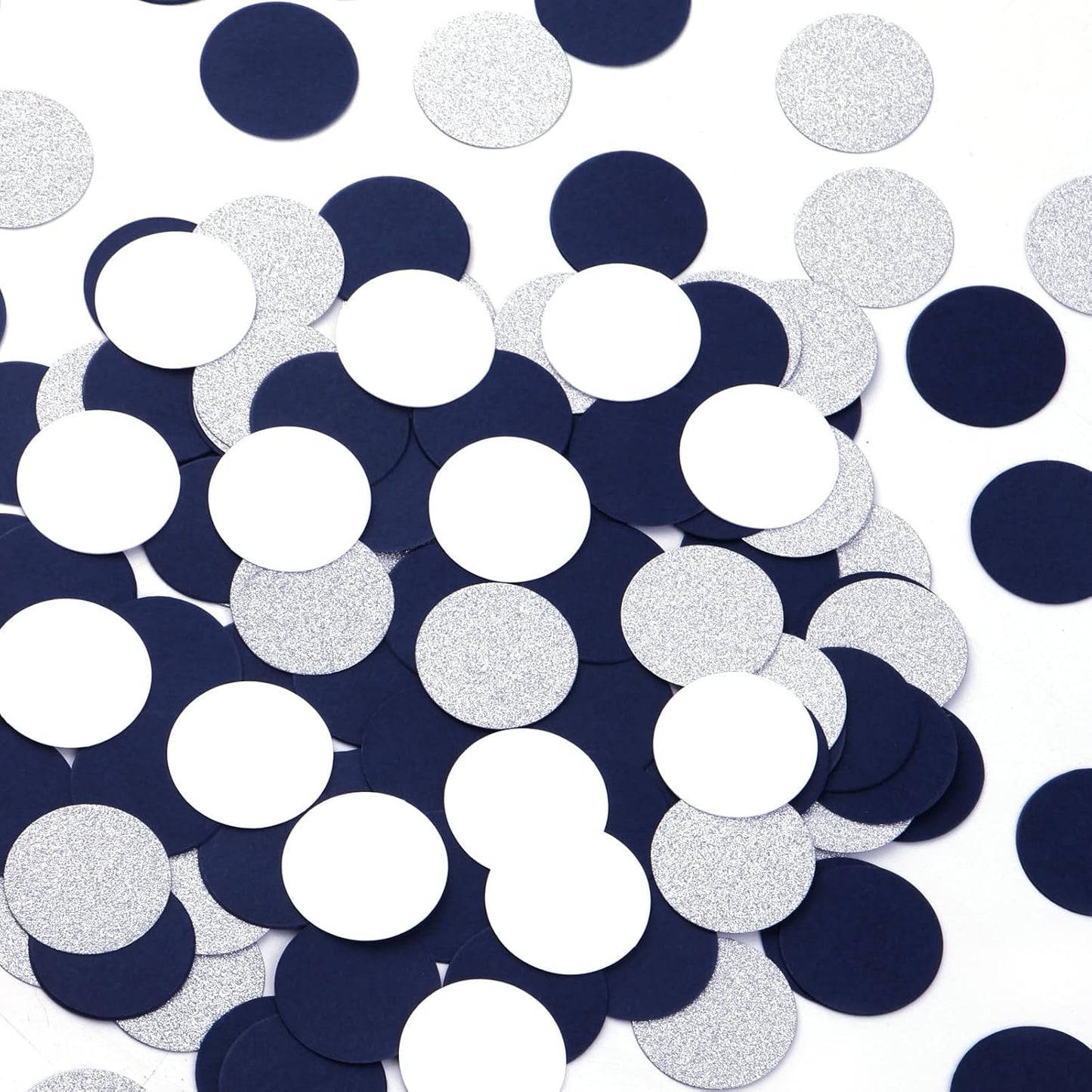 Navy Blue White Gold Confetti Birthday Decorations for Boys Glitter Paper decor Sprinkles Biodegradable Table Confetti Round for Graduation Wedding Baby Shower Party Lasting Surprise 300pcs