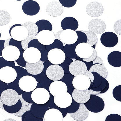 Navy Blue White Gold Confetti Birthday Decorations for Boys Glitter Paper decor Sprinkles Biodegradable Table Confetti Round for Graduation Wedding Baby Shower Party Lasting Surprise 300pcs