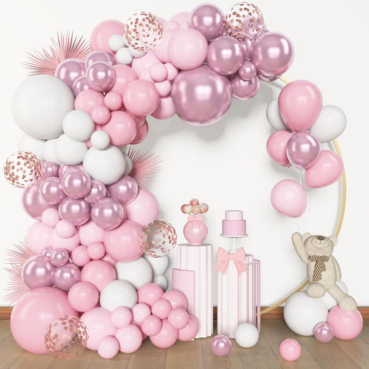 Amandir 153pcs Dusty Blue Balloon Garland Arch Kit, Different Sizes 18 12 10 5 inch Blue White Sand Latex Metallic Confetti Gold Balloons Baptism Birthday Boho Baby Shower Party Decoration Supplies - Colors A
