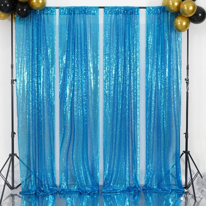 Poise3EHome Black Sequin Backdrop Curtains, 2 Panels 2FTx8FT Glitter Photo Booth Backdrop for Halloween Birthday Bachelorette Wednesday Twilight Party Decorations