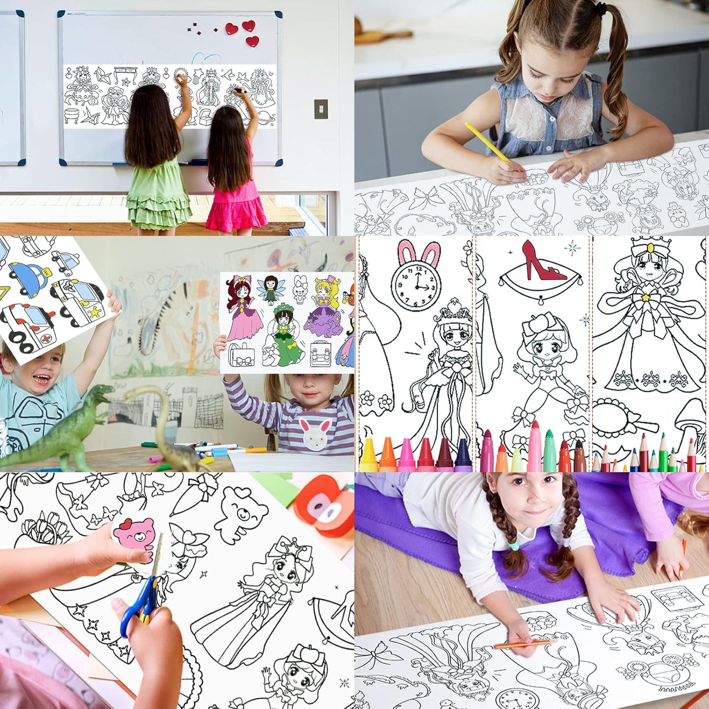 2PCS Children's Drawing Roll, Coloring Paper Roll for Kids Gift, 120 * 11.8 Inches DIY Painting Drawing Paper Roll, Sticky Drawing Paper Roll, Early Educational Toys for Kids (Animal World)