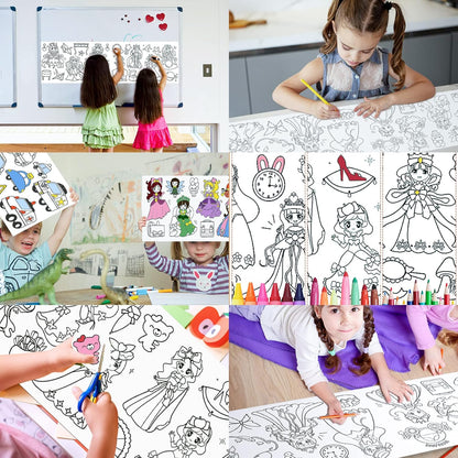2PCS Children's Drawing Roll, Coloring Paper Roll for Kids Gift, 120 * 11.8 Inches DIY Painting Drawing Paper Roll, Sticky Drawing Paper Roll, Early Educational Toys for Kids (Animal World)