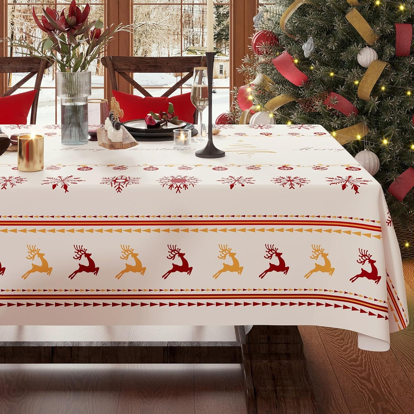 Rectangle Table Cloth,100% Waterproof Tablecloth Oil Proof Spill Proof Vinyl Table Cloth, Wipe Clean Plastic Table Cover for Dining, Camping, Indoor and Outdoor 52" x 70",Leaves