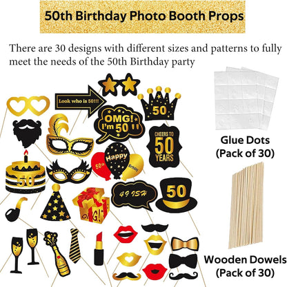 Hawaiian Party Photo Booth Props Kit, 30 PCS Luau Photo Booth Props with Large Inflatable Selfie Picture Frame for Hawaiian Tropical Tiki Summer Pool Party Supplies