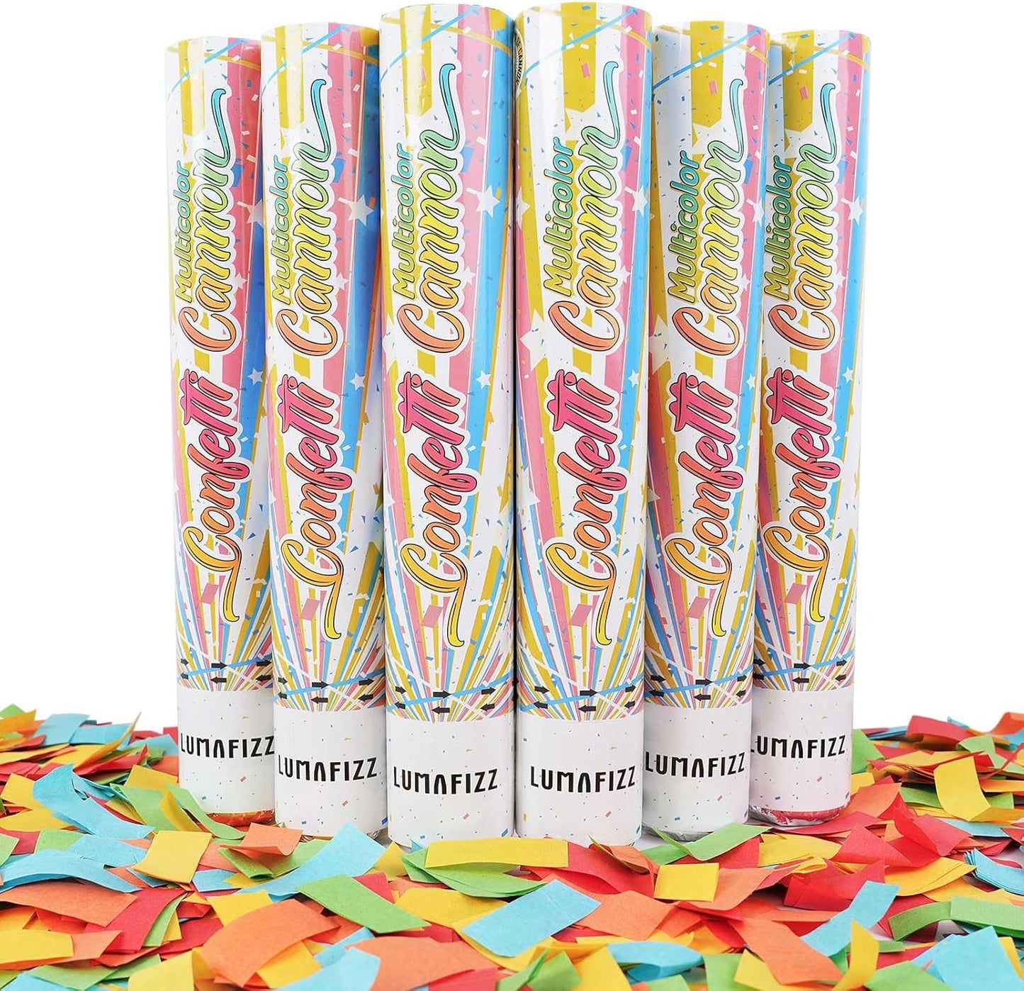 12 Inch Confetti Biodegradable [6 Pack] Confetti Cannons | Multicolor Confetti Poppers for Wedding,Birthday PartyChristmas Eve and New Year Give a Gift