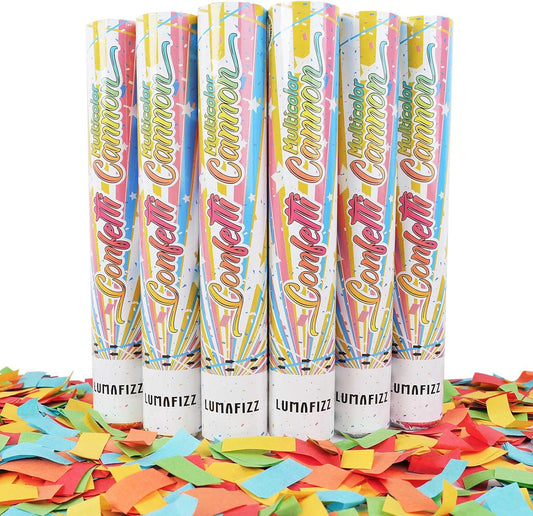 12 Inch Confetti Biodegradable [6 Pack] Confetti Cannons | Multicolor Confetti Poppers for Wedding,Birthday PartyChristmas Eve and New Year Give a Gift