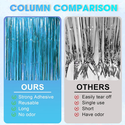 Voircoloria 3 Pack 3.3x8.2 Feet Gold Foil Fringe Backdrop Curtains, Tinsel Streamers, Fringe Backdrop for 2025 New Years Eve, Graduation, Birthday, Baby Shower, Gender Reveal, Disco Party - Colors A