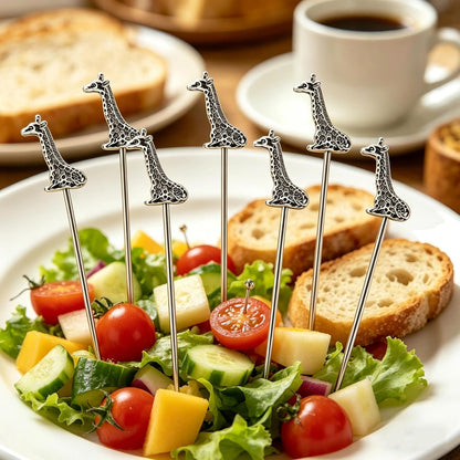 Homestia Stainless Steel Cocktail Picks, 4.7 Inch Reusable Martini Olive Picks, Metal Garnish Skewers for Drinks, Appetizers, Bloody Mary - Set of 6 Metal Cocktail Picks for Party Bar