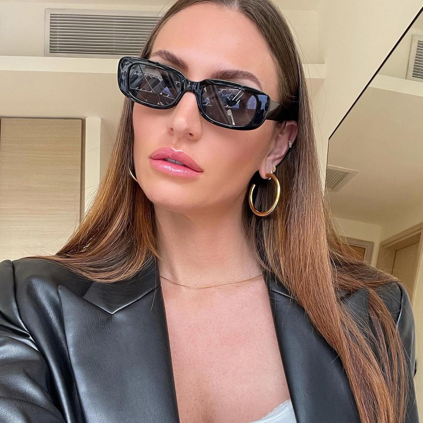 SUNOVELTIES 10 Pack Rectangle Sunglasses for Women Retro Narrow Square Glasses 90s Aesthetic Vintage Eyewear Uniex Adult
