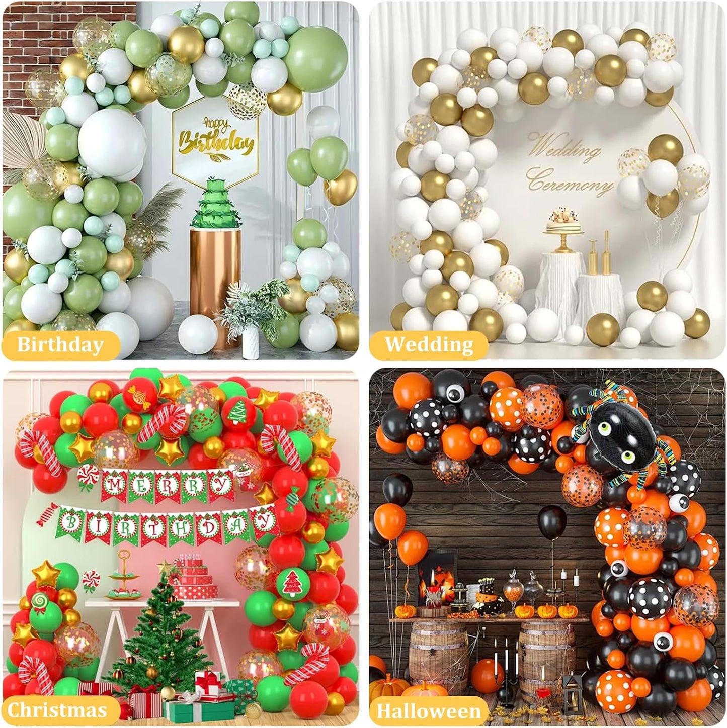 Bazen Upgraded 8.2ft & 5ft Balloon Arch Kit Glod Free Bending Shape Deformation Balloon Column Stand Half Arch Balloon Stand with Base Balloon Arch Frame for Wedding Baby Shower Birthday Decoration