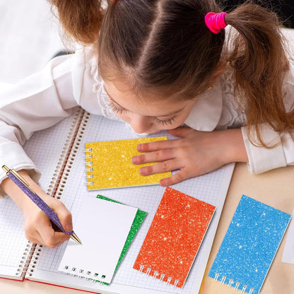 24 Pcs Mini Notebook Party Favor Small Pocket Notebook Colorful Shiny Cover Notebooks Small Spiral Notepad Memo Note Pads for Work Home Office School Classroom Supplies