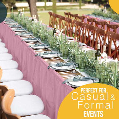 Exquisite Ruffle Table Skirt Black 6 Pack 14 Ft Long Table Skirts for Rectangle Tables 6ft Plus or Round Tables Skirts with Adhesive Strip for Gender Reveal Decor & Happy Birthday Parties