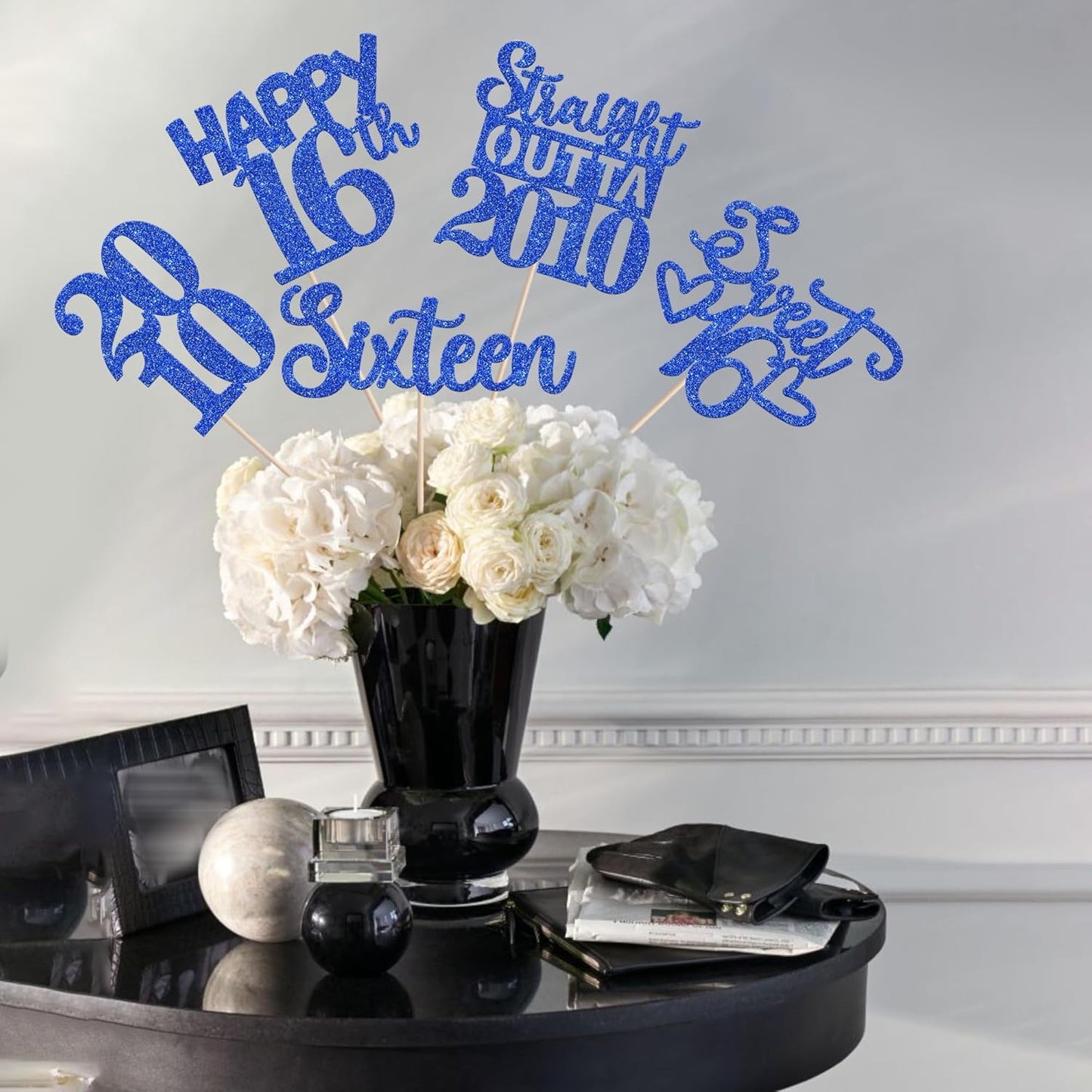 15 PCS 50th Birthday Centerpiece Sticks Fifty Happy 50th Straight Outta 1976 Table Flower Centerpieces Sticks Cheers to 50 Floral Decorations for 50th Birthday Party Centerpieces Supplies Black