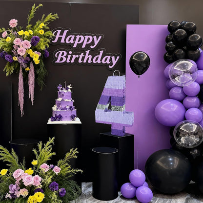 PCFING 20 Inch Number 1 Piñata Purple Silver with 30 Inch Piñata Stick Blindfold Confetti for Boy Girl Kids Birthday Party Decorations, Anniversary Celebration, Fiesta