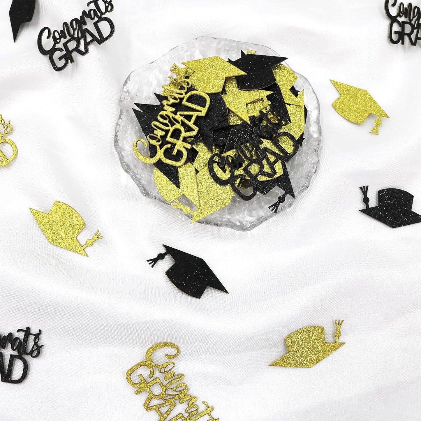 200PC Gold Graduation Confetti Class of 2026 Congrats Grad Confetti for Table Grad Cap Scatters for Graduation party decorations 2026