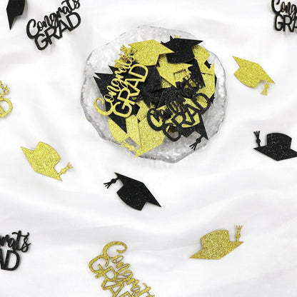 200PC Gold Graduation Confetti Class of 2026 Congrats Grad Confetti for Table Grad Cap Scatters for Graduation party decorations 2026